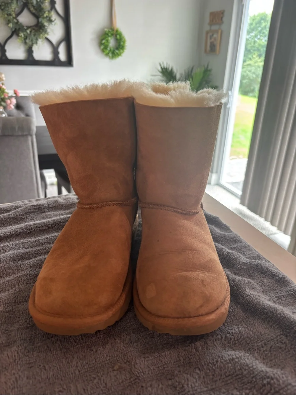 UGG Kids Chestnut Suede Shearling Boots